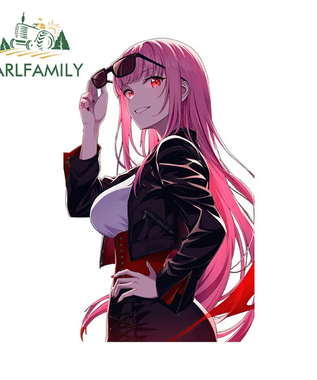 13cm x 7.4cm Zero Two Anime Car Sticker Motorcycle Bumper Funny Laptop Sunscreen Decal Scratch-Proof Fashion Decor