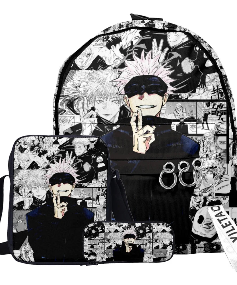 Anime Satoru Gojo School Backpack Laptop Backpack Boys Girls Teens School Bag Travel Bag Mochila Shoulder Bag
