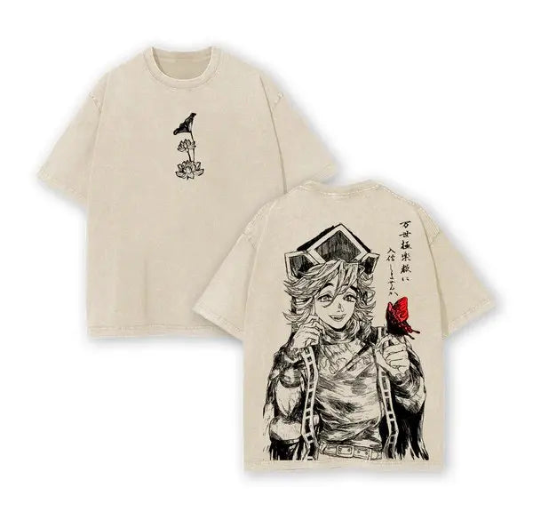 Summer Y2k Oversized Vintage Demon Slayer Washed T-shirt Man Women Short Sleeve Tee Streetwear Anime Print Casual Tops