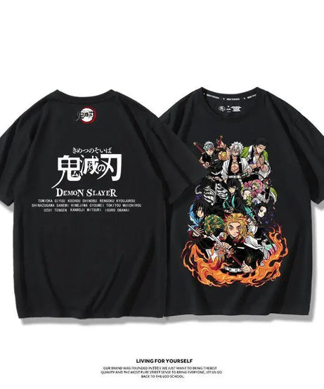 Demon Slayer Anime Tanjirou Nezuko Zenitsu Giyuu Printed Cotton Short Sleeve Summer Men's Outdoor Casual Streetwear Gift