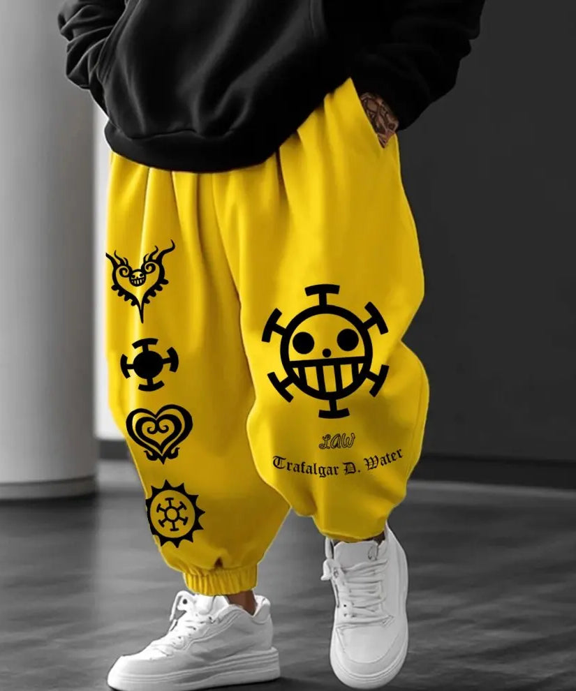 One Piece Anime Print Men's Loose Casual Sports Pants Streetwear Fashion Daily Wear Cotton Trousers Y2k Sweatpants Summer Autumn
