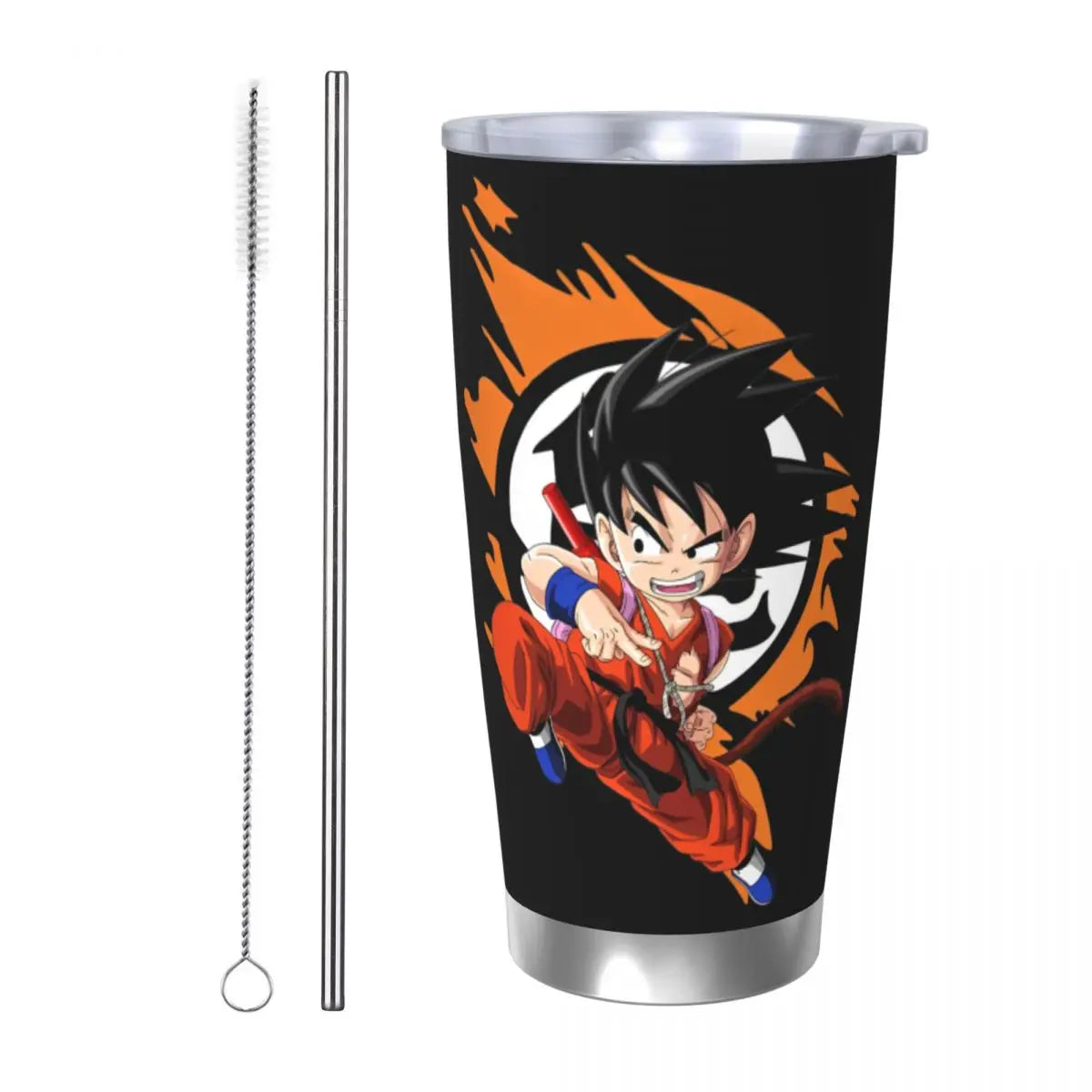 Son Goku & Vegeta DBZ Stainless Steel Tumbler – Double Wall Hot & Cold Cup with Straw