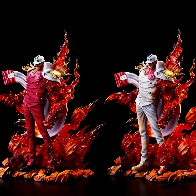 34cm One Piece Red Dog Sakazuki Light-Up Action Figures Navy Admiral Resin Statue Collectible Anime Model Toy Desk Ornament Gift