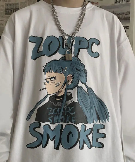 Anime One Piece Monkey D. Luffy Spring and Autumn New Loose Boys' Long Sleeve Cartoon Student T-shirt Clothes