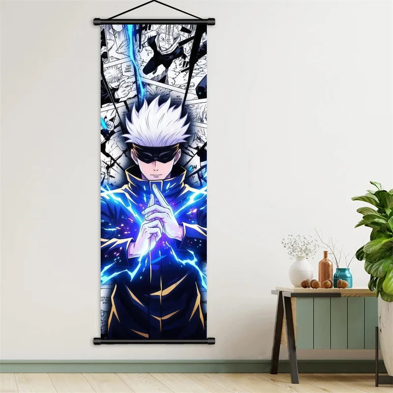 Anime Jujutsu Kaisen Gojo Satoru Hanging Scroll – Fabric Wall Art Poster 4