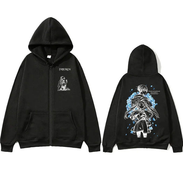 Frieren Beyond Journey's End Frieren & Himmel Graphic Zip-Up Hoodie