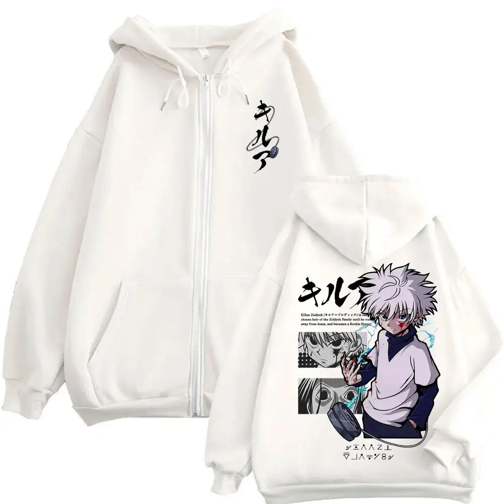 Hunter x Hunter Killua Zoldyck Zip-Up Hoodie – Vintage Oversized Fleece Jacket 3