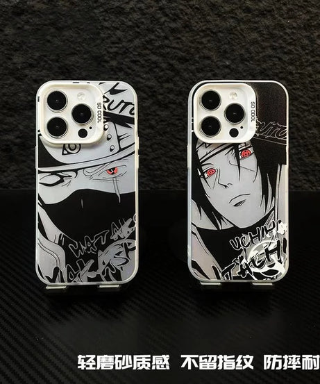 Naruto Anime Laser Case – Sasuke, Itachi & Kakashi 3D Shockproof iPhone 11–16 Pro Max