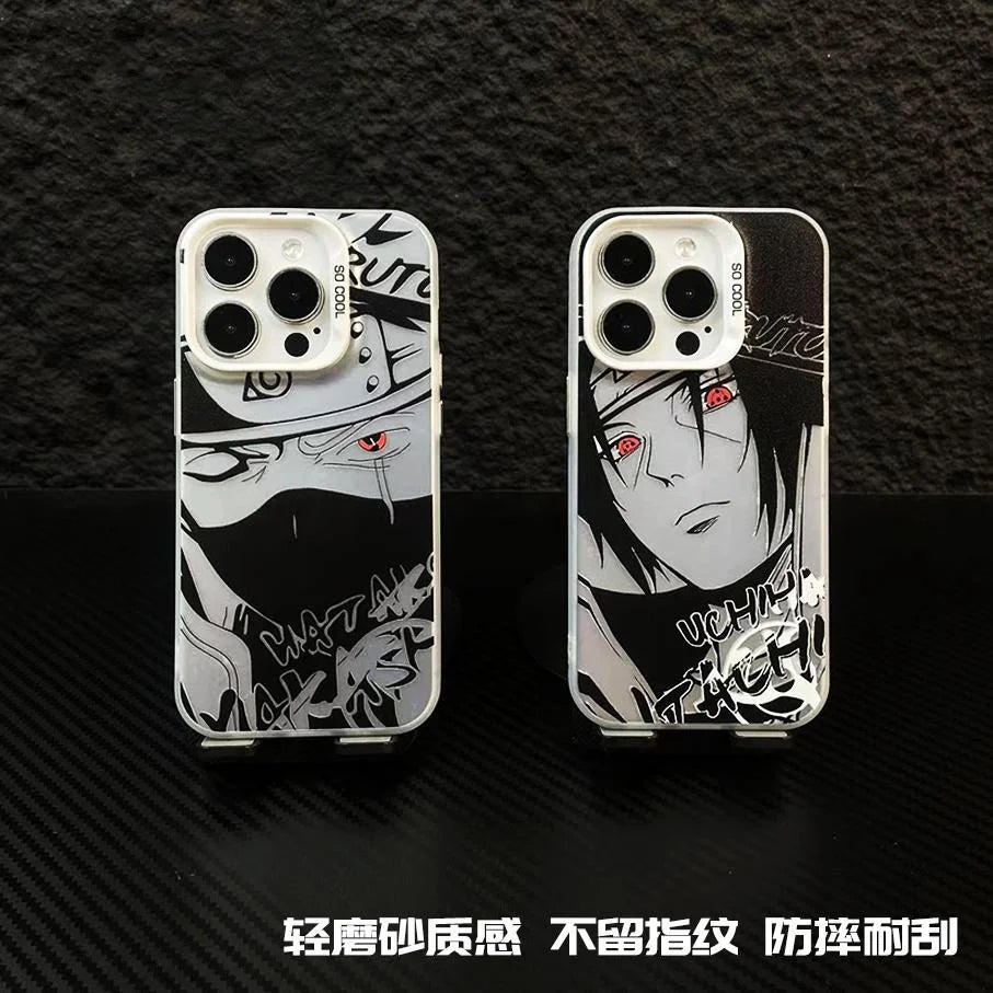 Naruto Anime Laser Case – Sasuke, Itachi & Kakashi 3D Shockproof iPhone 11–16 Pro Max