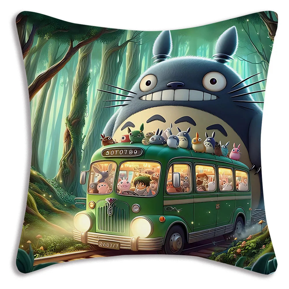 Anime T-TotoroS Kawaii Pillow Covers Cartoon Sofa Decorative Home Double-sided Printing Short Plush Cute Cushion Cover