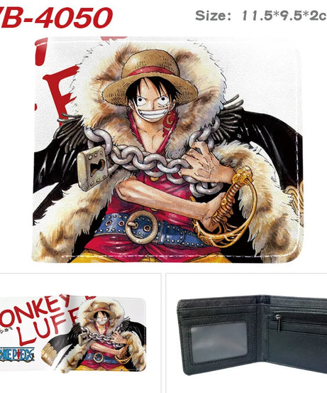 Creative One Piece Anime Peripheral Full-color Wallet One Piece Luffy Printed Coin Purse Folded Short Wallet Card Bag