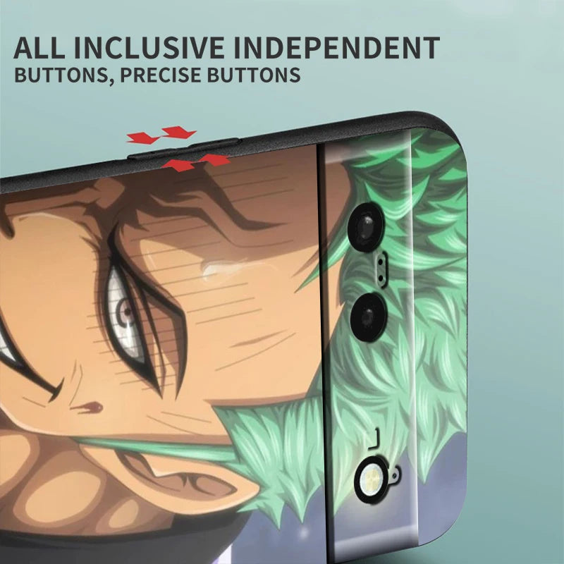 One Piece Anime Zoro Luffy For Google Pixel 9 8 7A 7 6A 6 5A 5 4 4A XL 5G Black Silicon Shockproof Shell Cover Phone Case