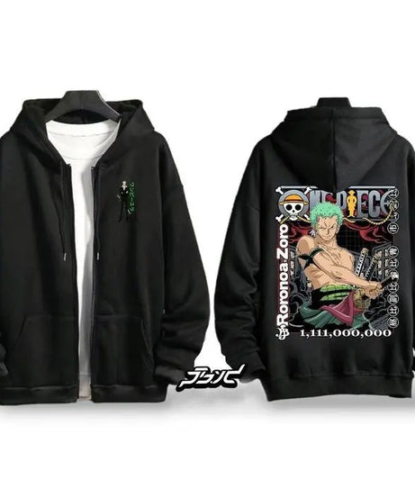 Autumn Winter One Piece Luffy Anime Hooded Jacket Men Women Zip Up Sweatshirt oversized Casual Streetwear Cosplay Graphic Hoodie