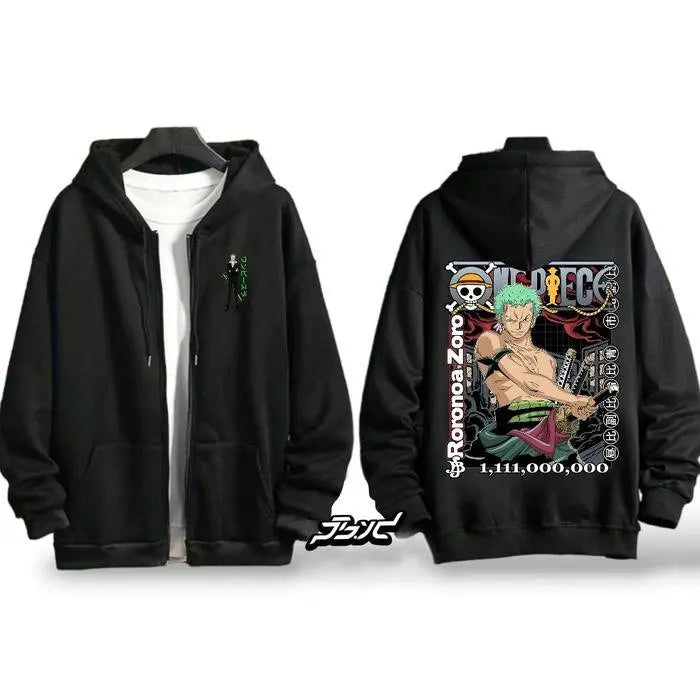 Autumn Winter One Piece Luffy Anime Hooded Jacket Men Women Zip Up Sweatshirt oversized Casual Streetwear Cosplay Graphic Hoodie