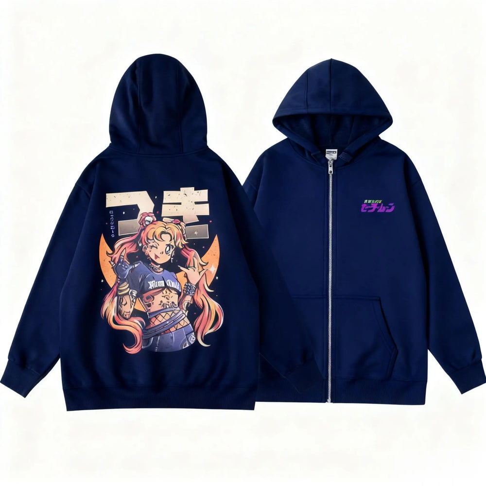 Sailor Moon Zip-Up Hoodie — Graphic Print Streetwear 8