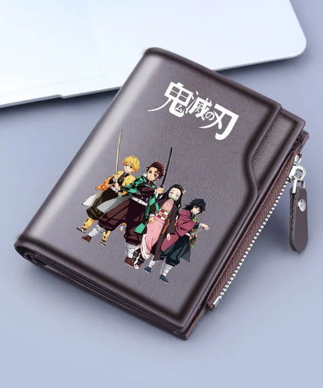 Demon Slayer Wallet Anime Coin Purse Men Credit Card Holder Boy Student Fashion Short Trifold Money Key Storage Pouch