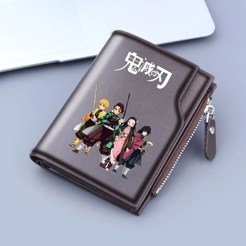 Demon Slayer Wallet Anime Coin Purse Men Credit Card Holder Boy Student Fashion Short Trifold Money Key Storage Pouch
