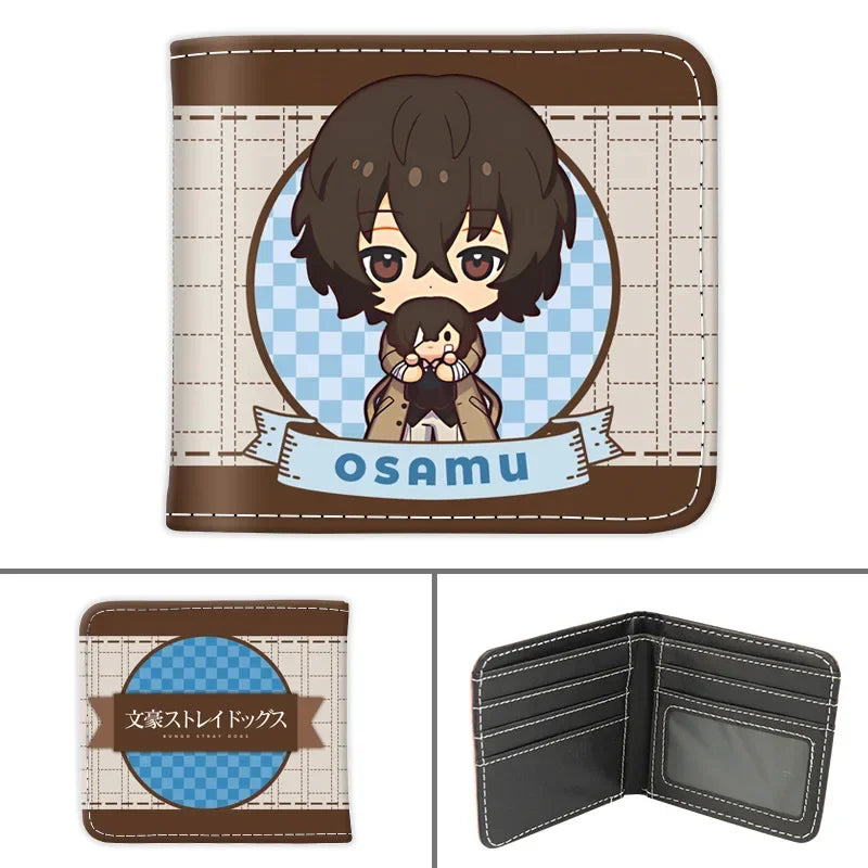 Bungo Stray Dogs Short PU Leather Anime Wallet Cute Nakajima Atsushi Dazai Osamu Folding Purse Gift for Manga Fans