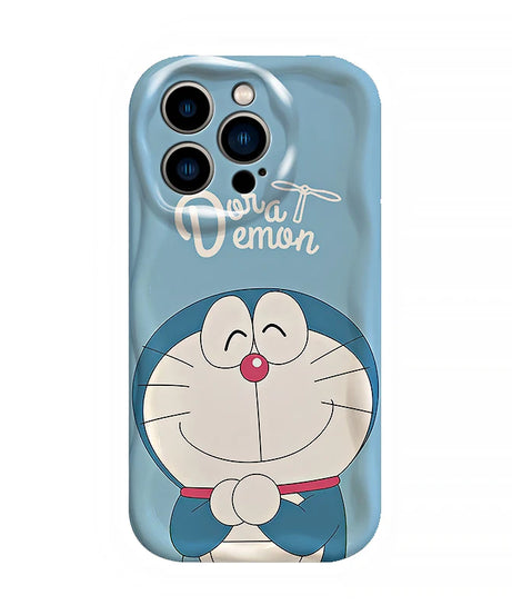 Doraemon Soft Silicone Wavy Case – Cute Cartoon iPhone 6–15 Pro Max Cover
