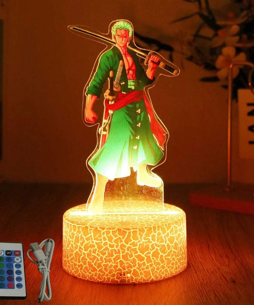 Actions Figure One Piece Luffy Zoro Anime Figures 3D Lamp PVC Action Collection Model Toys LED Night Light Kid Christmas Gift