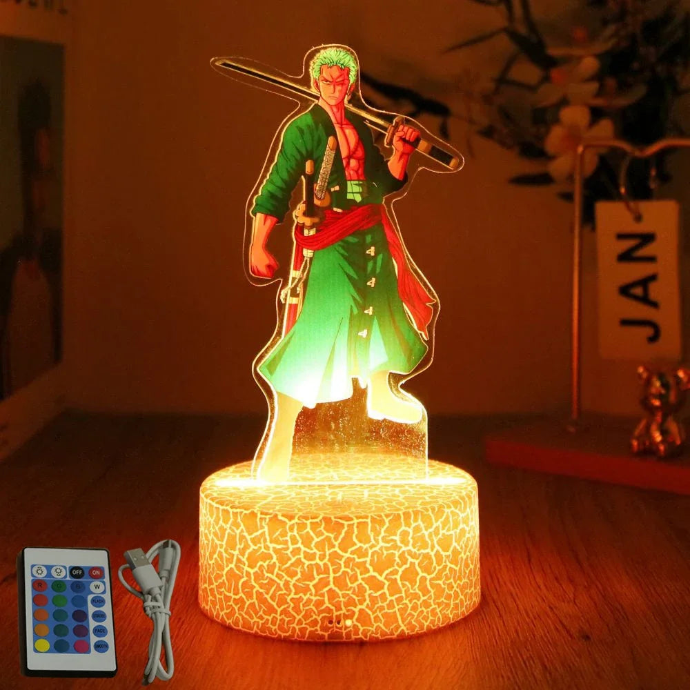 Actions Figure One Piece Luffy Zoro Anime Figures 3D Lamp PVC Action Collection Model Toys LED Night Light Kid Christmas Gift