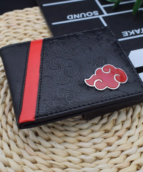 Naruto Sasuke Akatsuki organization red cloud wallet pu men's wallet card holder passport cover  luxury birthday gift