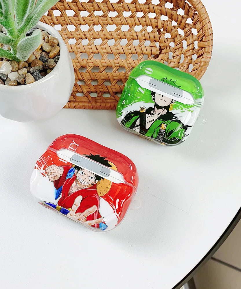 Cute One Piece Luffy Zoro Model Earphone Phone Case for Apple AirPods 1 2 3 Pro 4 Pro2 2nd Bluetooth headset headphone Cover