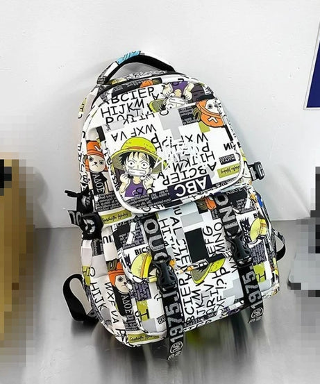Monkey· D·Luffy cute creative simple anime peripheral waterproof graffiti schoolbag for primary and secondary school students