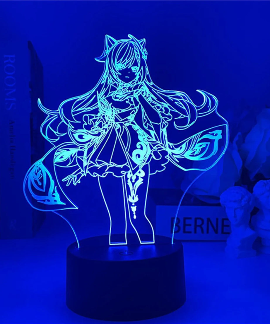 Newly Genshin Impact Night Light Yae Miko Game Figures Acrylic Stand Model 3D Table Lamp Kids Git Acrylic Bedside lamp