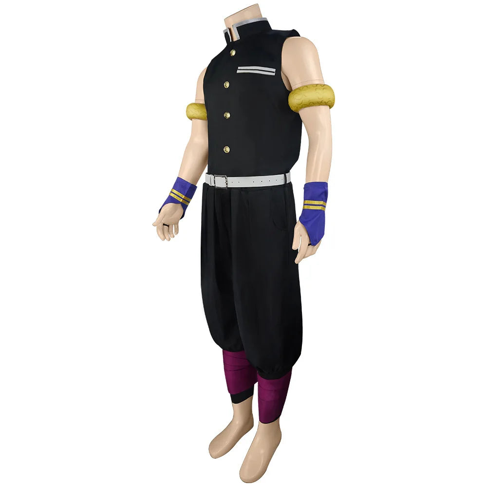 Anime Demon Slayer Tengen Uzui Cosplay Costume – Uniform & Wig Set 2