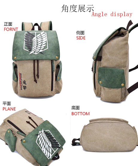 Anime Attack on Titan Boy's Backpack gifts Canvas School Bag  Female Male Bagpack Plecak Laptop Travel Outdoor Mochilas