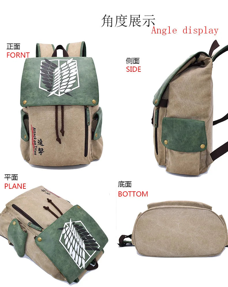 Attack on Titan Anime Canvas Daypack – Sleek Laptop Backpack for Students & Collectors 2