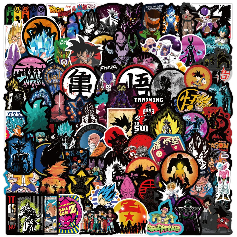50/100pcs Cartoon Dragon Ball Anime Stickers Decals Skateboard Laptop Motorcycle Cool Graffiti Waterproof Sticker for Kids Toys