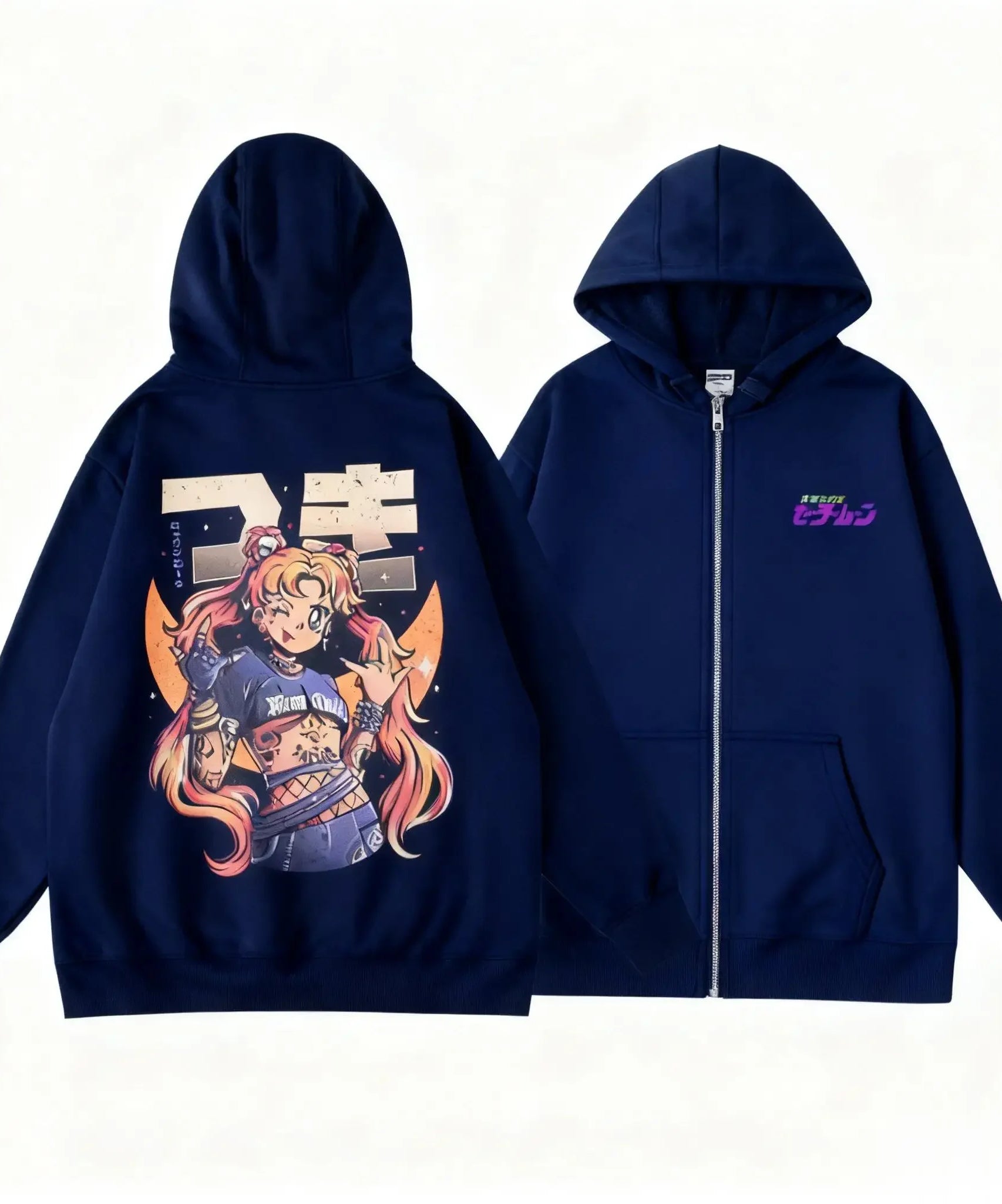 New Unisex Sailor Moon Anime Hoodie Men Women Zip Up Jacket Graphic Print Streetwear Sweatshirt Oversized Casual Autumn Tops