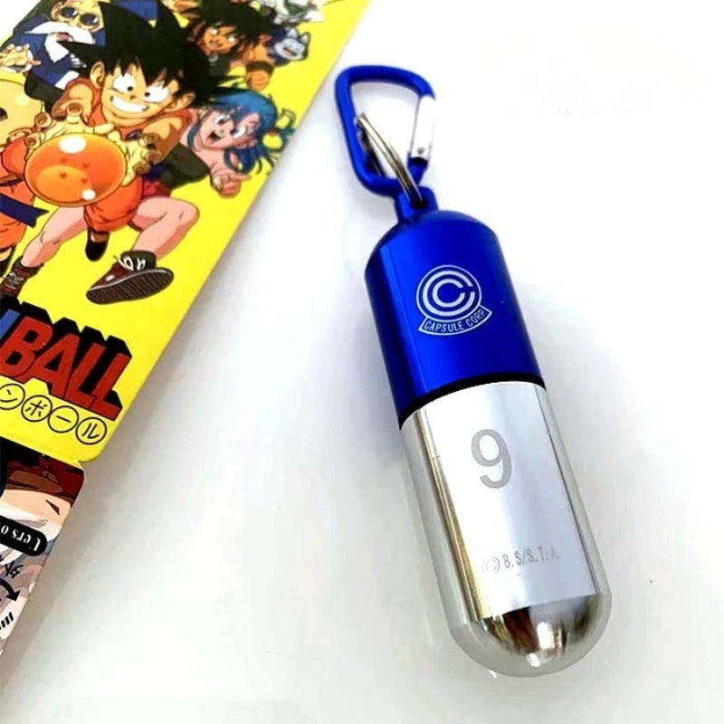 Dragon Ball Aluminum Alloy Keychain Toy Bulma Capsule Creative Keyring Portable Pill Box Container Pendant Birthday Gifts