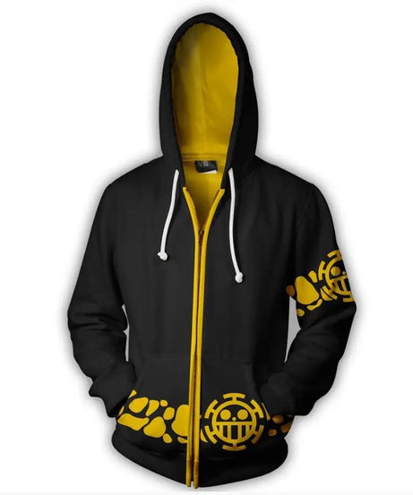 Anime One Piece Luffy Trafalgar D. Water Law Hoodie Cosplay Costume Long Sleeve Sweatshirt Sweater Zip Up Coat Jackets