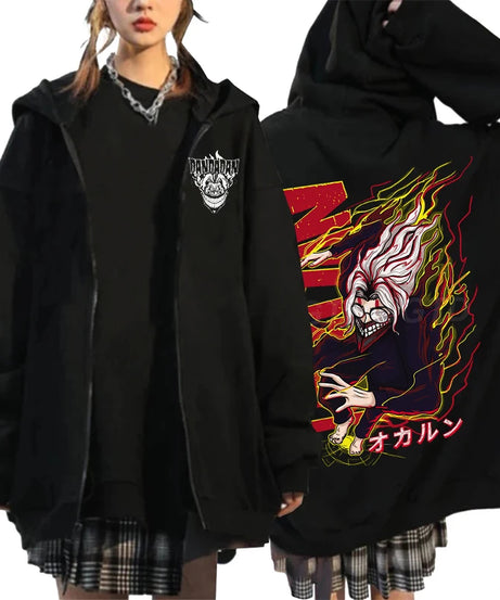 Anime Dandadan Ken Takakura Graphic Print Hooded Men women Zip Up Hoodies Oversized Sweatshirts Harajuku Male Zipper Jacket