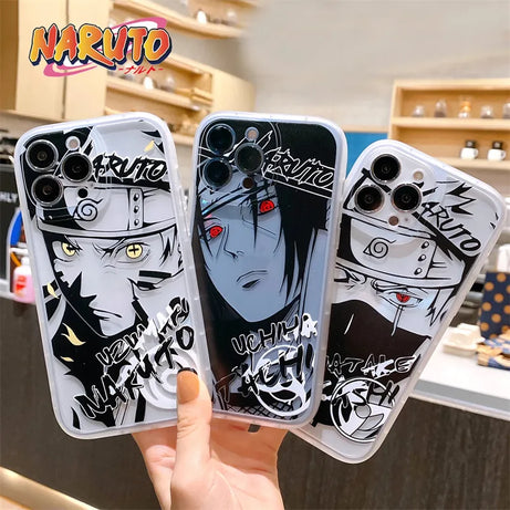 Naruto Phone Case for iPhone 14 12 11 13 15 Pro Max 15pro 14pro Uchiha Sasuke Kakashi Anime Soft Silicone Cover Funda Men Gift