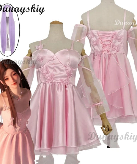 Anime Love and Deepspace Suspender Dress Wig Cosplay Xavier Zayne Rafayel Sylus Women Lolita Girl Necklace Suit Carnival Costume