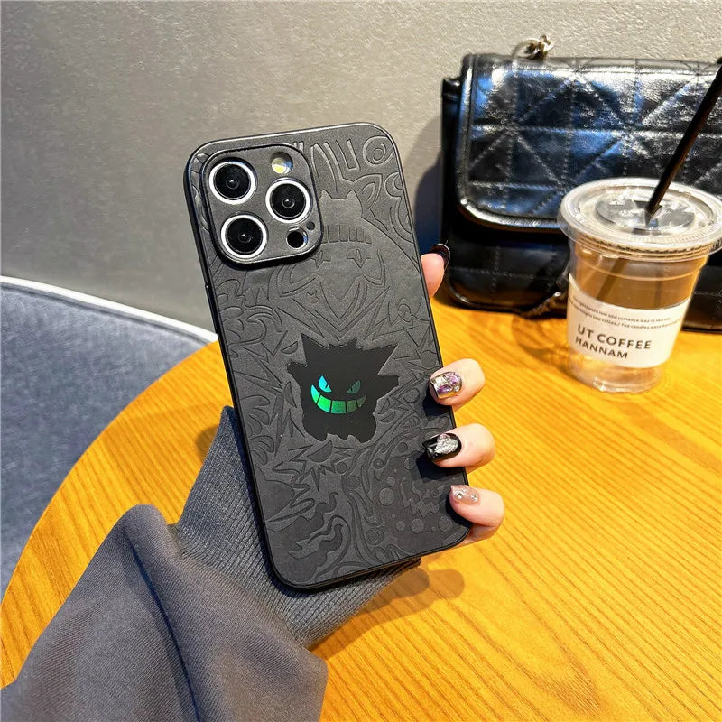 Gengar, Bulbasaur & Squirtle iPhone Case – Pokémon Laser Emboss Leather Cover