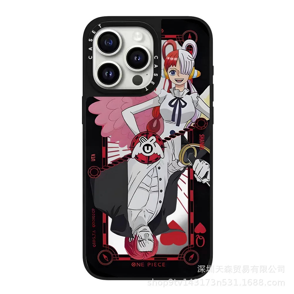 One Piece x Naruto Mirror Phone Case – Anti-Fall Collection for iPhone 16 Pro Max