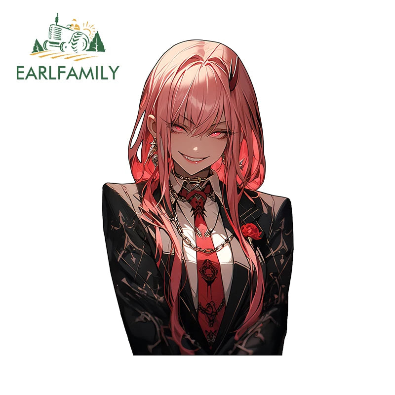 13cm x 7.4cm Zero Two Anime Car Sticker Motorcycle Bumper Funny Laptop Sunscreen Decal Scratch-Proof Fashion Decor