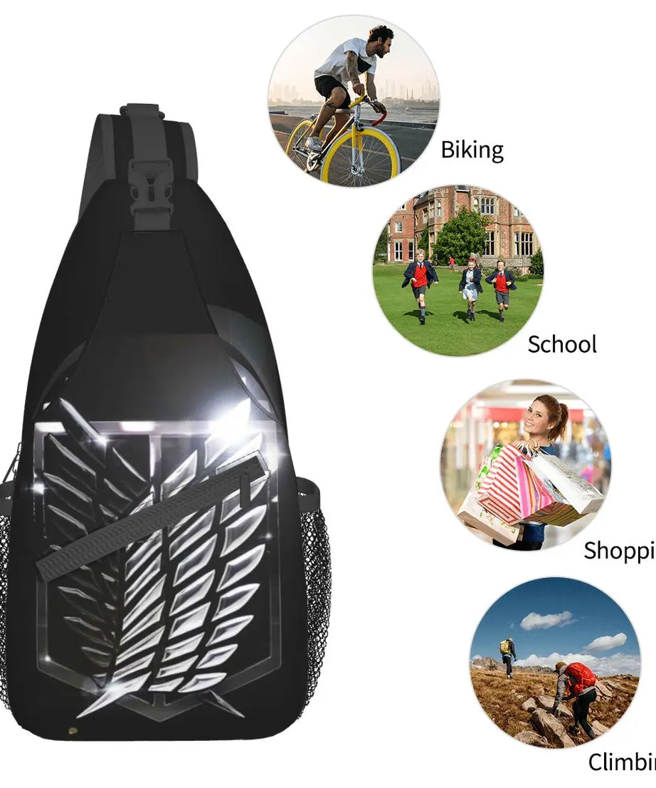 Attack On Titan Sling Bags Chest Crossbody Shoulder Sling Backpack Outdoor Sports Daypacks Survey Corps Shine Logo Men Women Bag