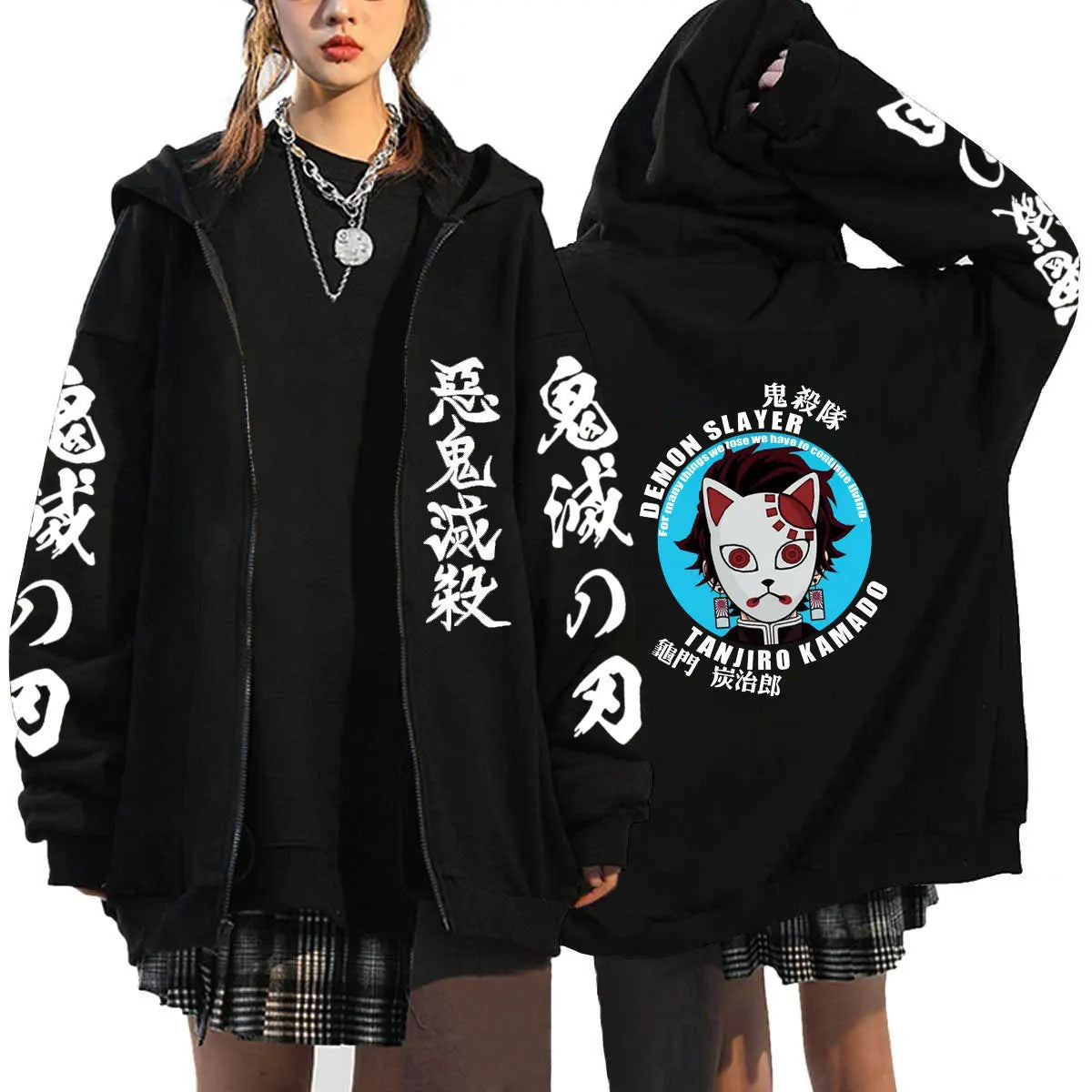 Demon Slayer Zipper Sweatshirts Zip Up Hoodie Anime Hoodies Unisex Hip Hop Streetwear Nezuko Kamado Graphic Y2K Clothes gifts