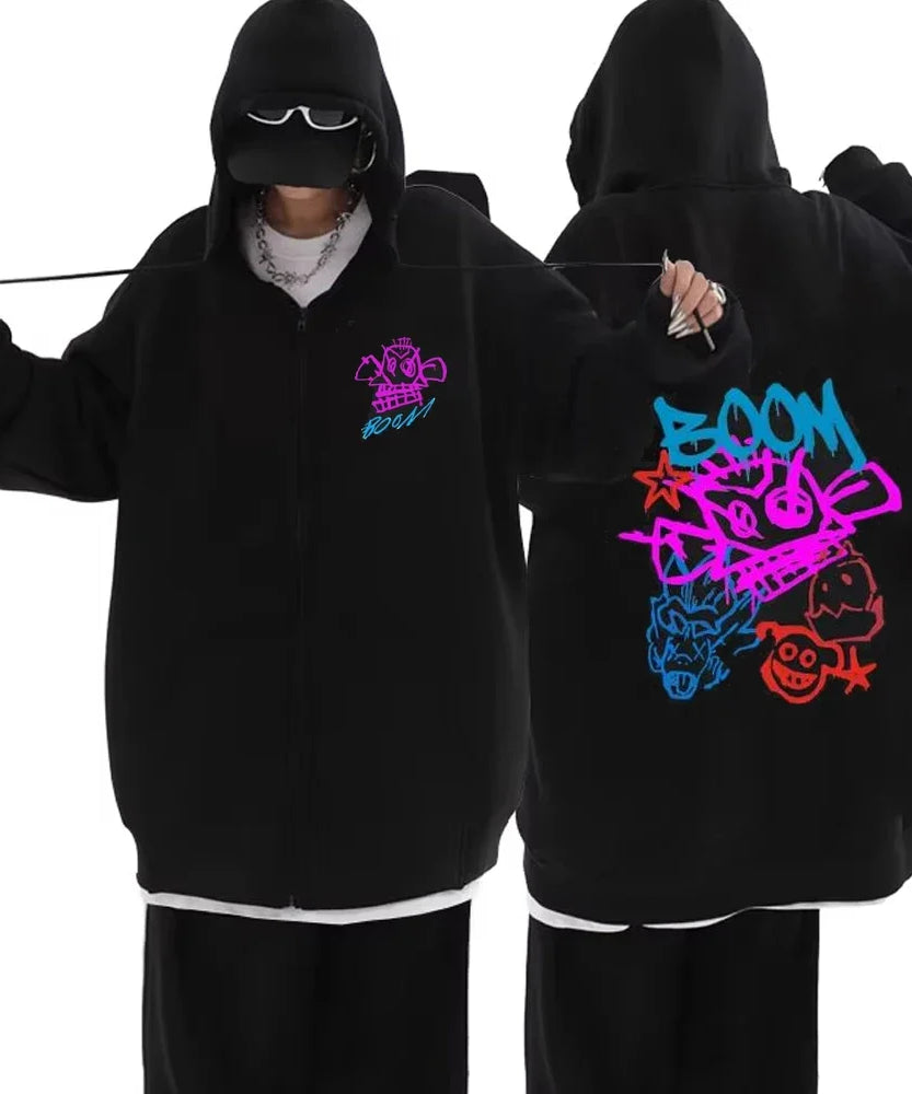Arcane Jinx Zip Up Jackets Boom Game Lovers Graffiti Hoodies Harajuku Men Women Casual Long Sleeve Sweatshirt Hip Hop Streetwear