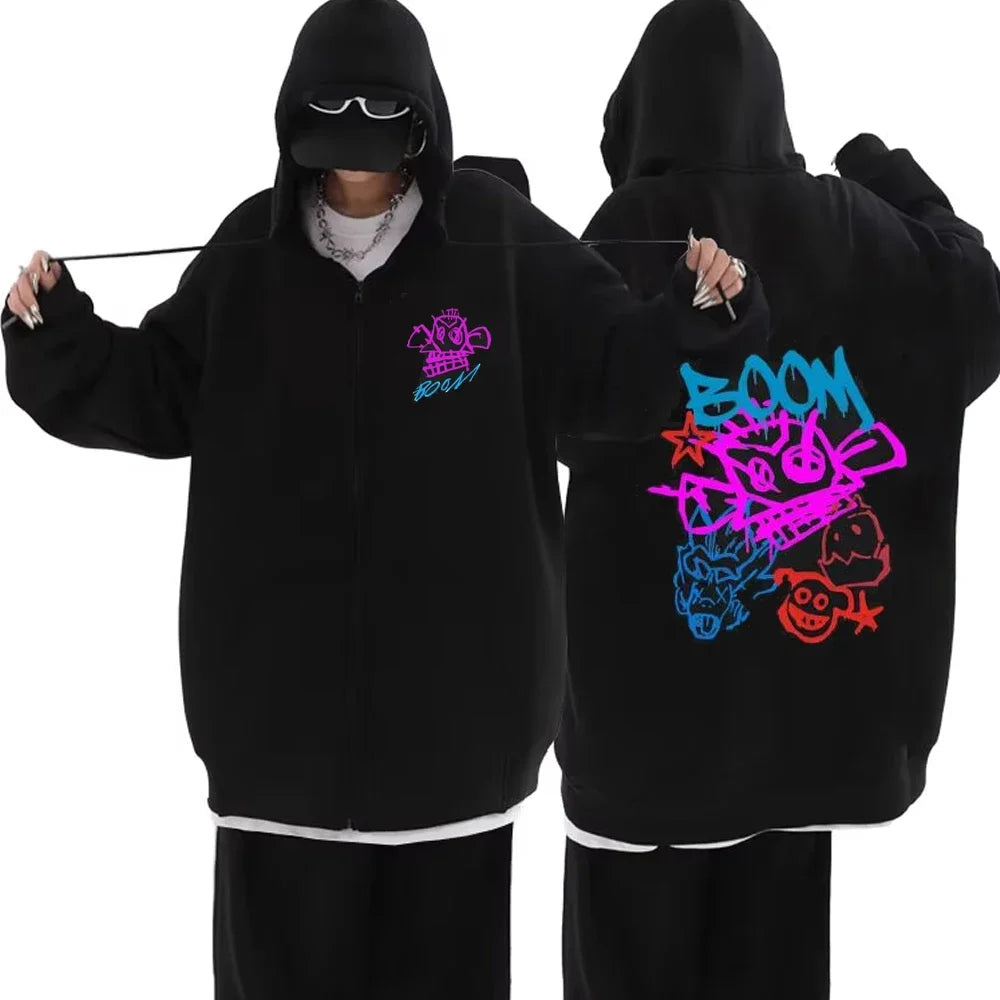 Arcane Jinx Zip Up Jackets Boom Game Lovers Graffiti Hoodies Harajuku Men Women Casual Long Sleeve Sweatshirt Hip Hop Streetwear