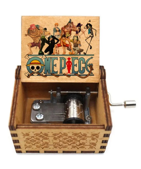 Best Sellers Kawaii Antique Carved Wooden Hand Crank One Piece Music Box Figure Happy Halloween Christmas Birthday