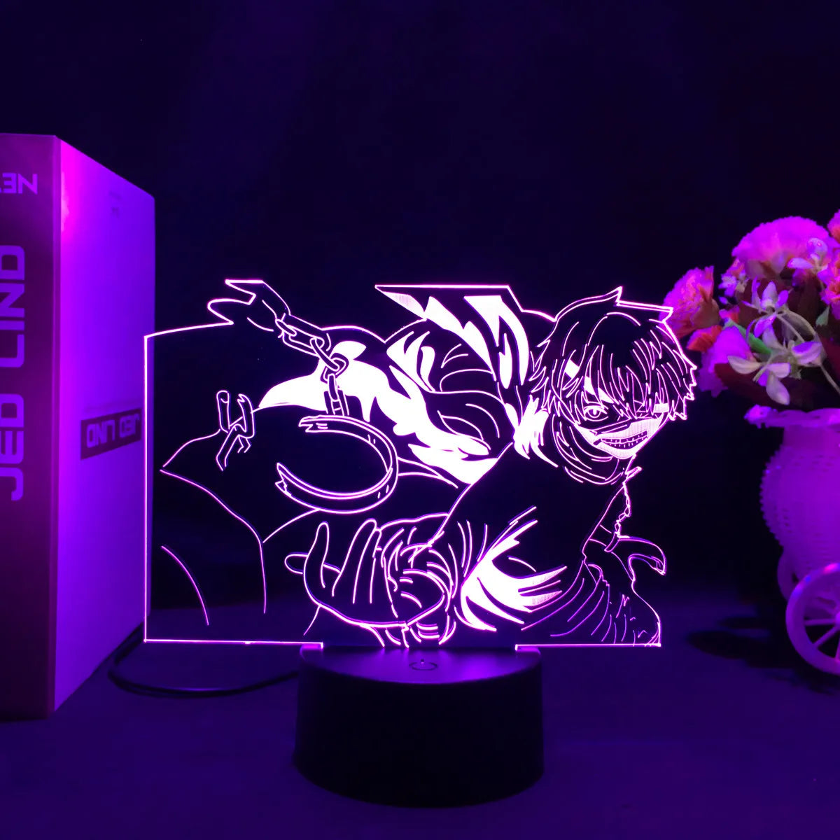 Anime Tokyo Ghoul Glowing Acrylic Stand Ken Kaneki Figure Nightlight for Reading Room Decor Light Gift for Birthday Table Lamp