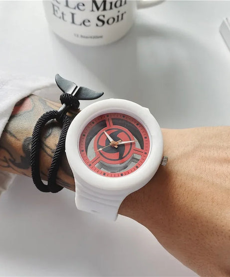 Naruto Sasuke Watch Men Anime Sharingan Fashion Simple Casual Watch Student Mechanical Sports Wristwatch Plastic Watch Band Gift