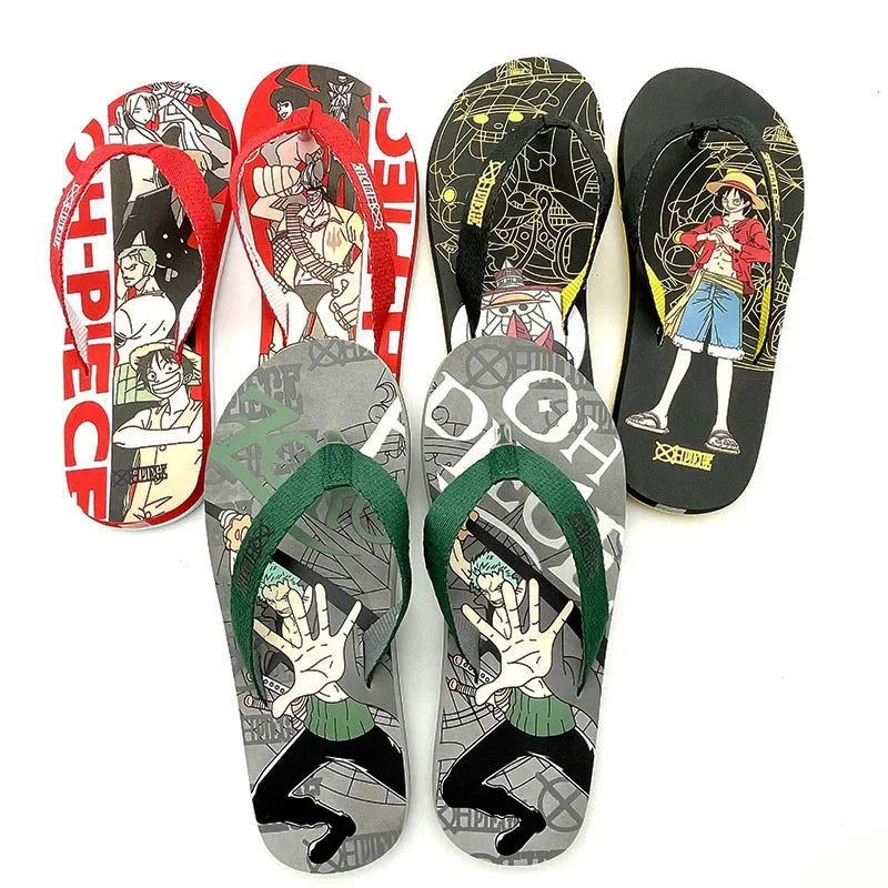 One Piece Roronoa Zoro Slippers Anime Sandals Women Men Home Bathroom Non Slip Flip Flops Outdoor Summer Beach Slides